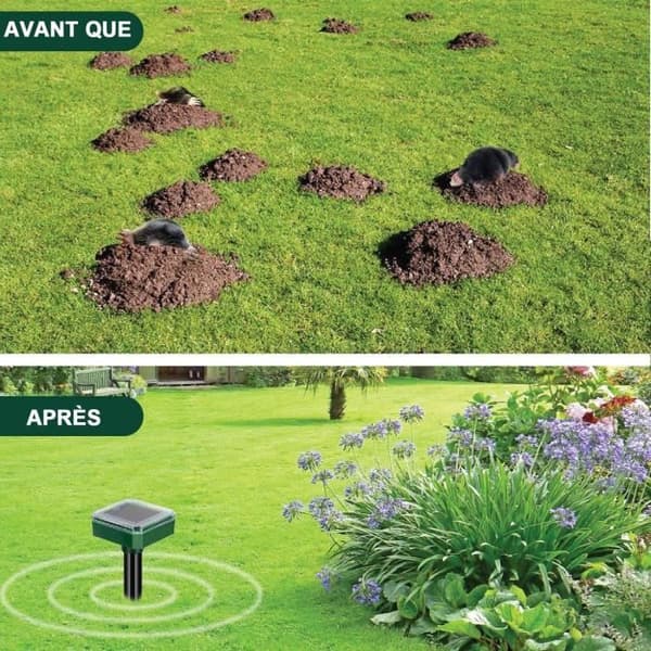 Solar Mole Repeller - Ultrasonic Snake Repeller - Solar Powered Mole Repeller - Mole Repeller - Mole Trap (2-pack)