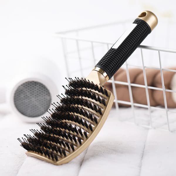 Gold Curved Large Curved Comb Boar Bristle Massage Comb Curly Hair