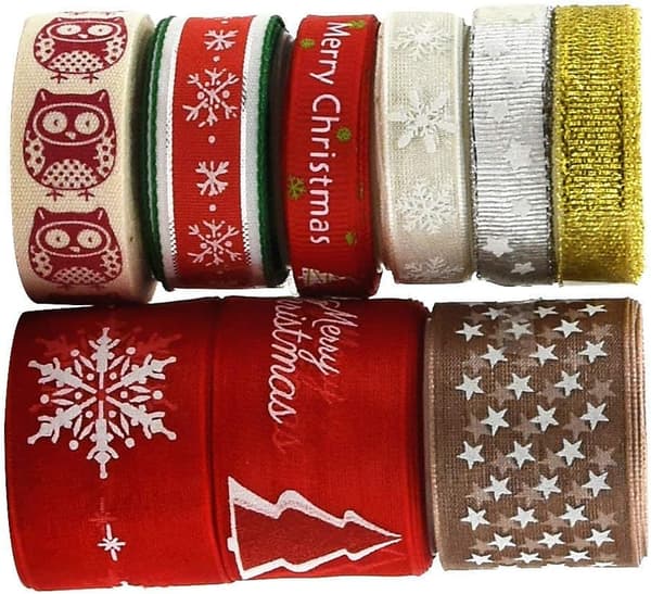 Julebånd, julepynt 9 stilarter 18 yards satinbånd