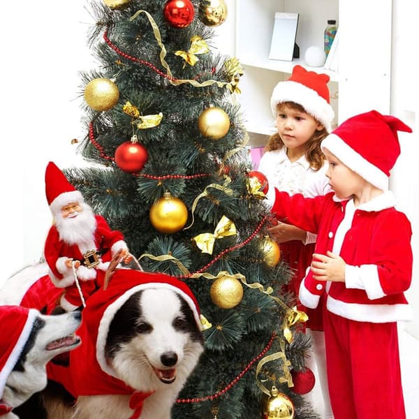Kæledyrs juledragt, julemandsdragt, hvalpedragt (XL)