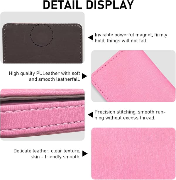 Kortmappe i skinn med magnetlås - Rosa Pink