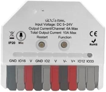 ESP32-baseret mikrofon, DC-strips, app DIY Party Dynamisk LED-controller Indbygget programmerbar intelligent belysning 5-24V til WS281x kontrolmiljøer Gl-c-309wl