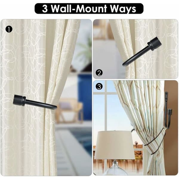 Gardinstænger, 4 stk. U-formede kroge vægmonterede gardinkvaster