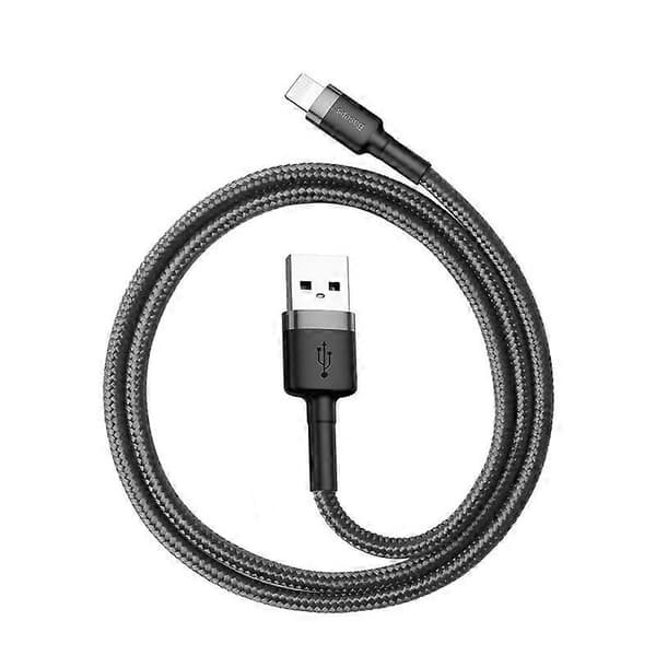 BASEUS Cafule Series 0.5M Flettet iP Data Synkroniserings- og Ladekabel for iPhone X/8/8 Plus - Svart/Grå