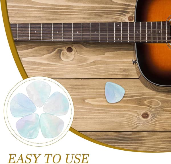 5 stk. gitarplekter i harpiks, hjerteformede, kunstneriske, robuste og sklisikre fingerplekter