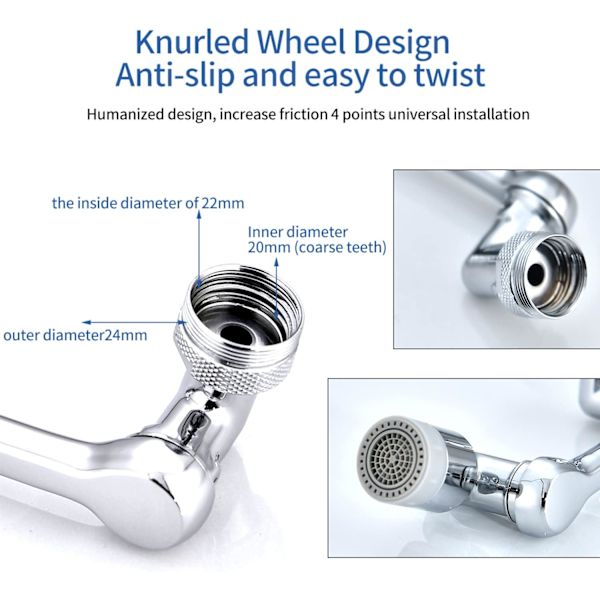 (Silver) 1 pc, 360° rotatable aerator, rotatable extension faucet extender