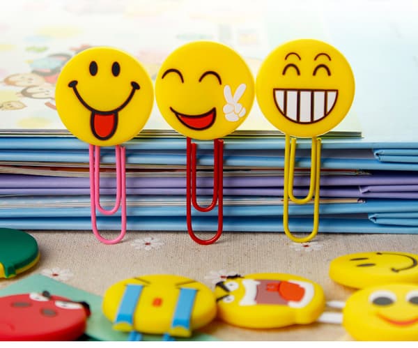 10 søde emoji-bogmærker, sjove papirclips, nyhed Em