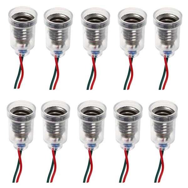 10 stk E10 LED-base skruemonterede små pærer fatninger med ledningssokkel