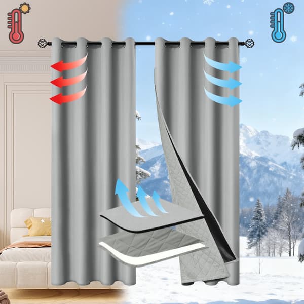 Upgraded Detachable Two-in-One Winter Windproof Warm Curtain (132x160cm, Eyelets, Single Panel)