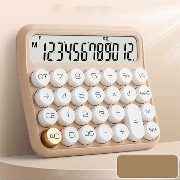 Desktop Calculator, Battery Powered Desktop Calculator, Mechanical Calculator with 12 Digits and LCD Display, Kids Calculator, for Office