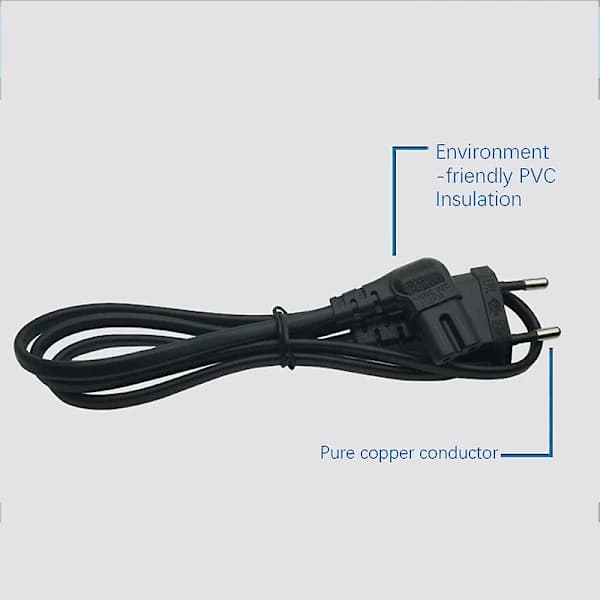(Pow yeah!) Retvinklet EU Euro AC-strømkabel EU 2- til Figur 8 C7 til TV, printere, kameraer, PS3 (5,0 m) (EU-stik)