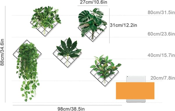 Gröna växter rutnäts väggdekaler dekorativa dekaler, grönt blad