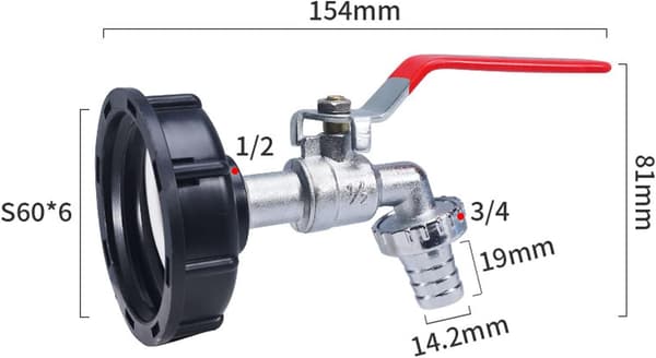 Universal innendørs kranadapter, 24 mm utvendig gjenge, 22 mm innvendig gjenge