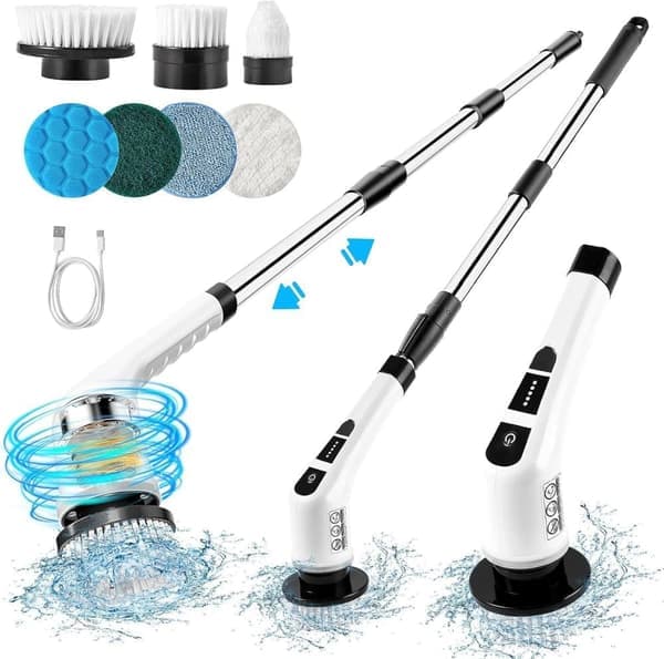 7-in-1 Cordless Electric Cleaning Brush with 7 Heads & Adjustable Handle[JUN]