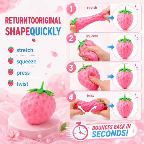 Farveskiftende jordbær-squishy-legetøj Kawaii jordbær-fidget-sensorisk legetøj