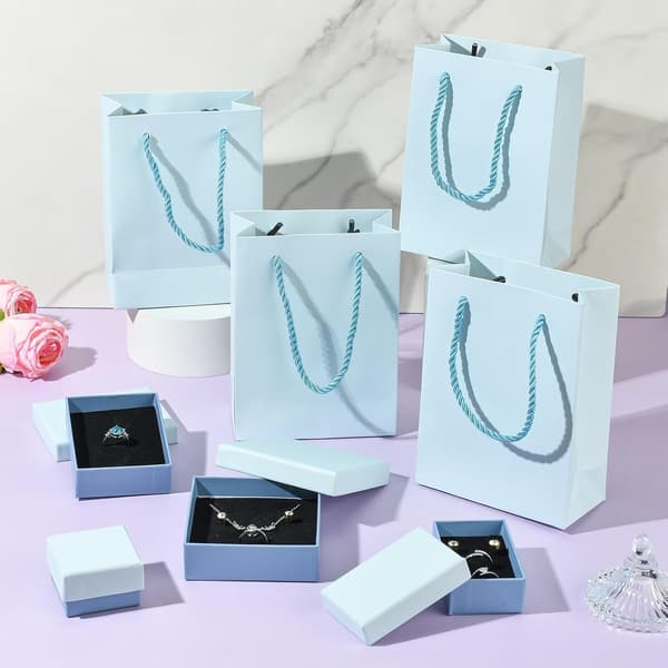 2-pack blå presentförpackningar bärväskor set | 1,1 tum blå Blue-size3