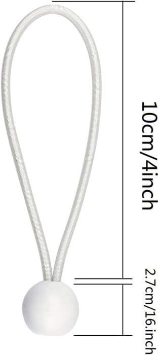 50 stk. elastiske kuglebungee-snore, presenningsstrammere til pavilloner, camping, telte, snore, gardinforlængerstropper, 10 cm