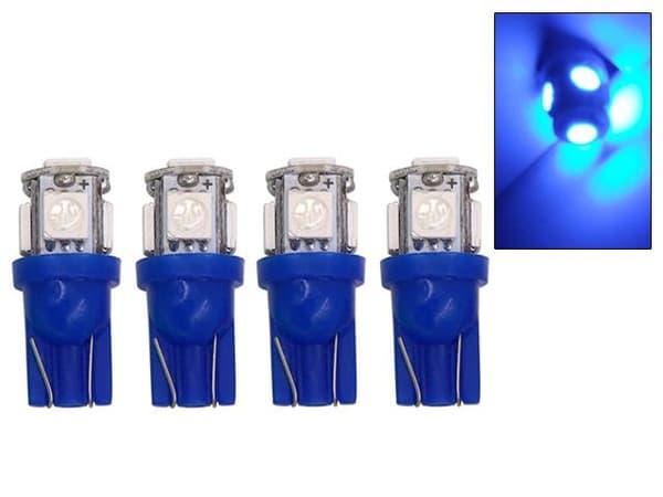 T10 w5w Blå LED-lampor med 5st 5050SMD-chip 12V DC blå 4-pack blue 4-pack