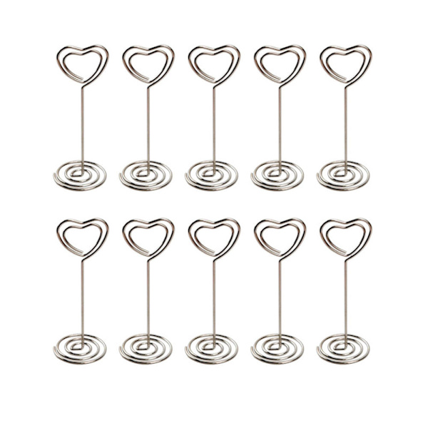 10-pak hjerteformede papirclips Memoholder Noteholder Sølv Sølv Silver