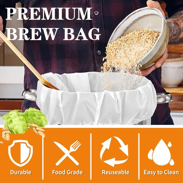 Brew Bags, 2-pack extra large reusable strainer bags, 66 x 56 cm, 250 micron fine mesh strainer bag with adjustable drawstring for home brewing hops