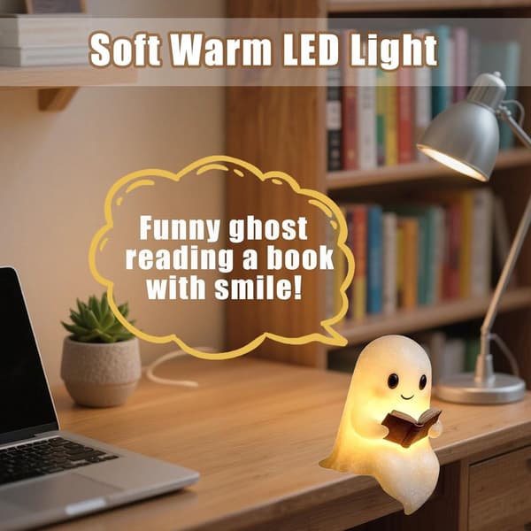 Halloween Cute Ghost Reading Lamp - Halloween Ghost Night Light - Halloween Decoration - Ghost Reading Book Lamp - Ghost Decoration ...