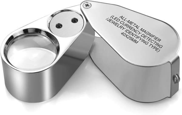 40X Juvelerare Lupp Förstoringsglas, LED/UV-belysning