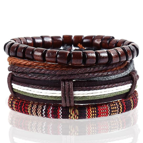 Adjustable Handmade Multilayer Braided Cowhide Bracelets for Men