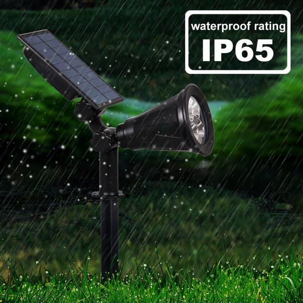 Vit LED solcelle spotlight, 4 LED solcellelampe, vanntett utendørs