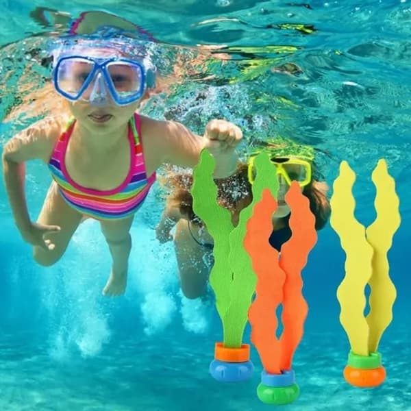 Pool Diving Toys - 3-pack - Dive Training - Floating Tails - Colorful Ribbons