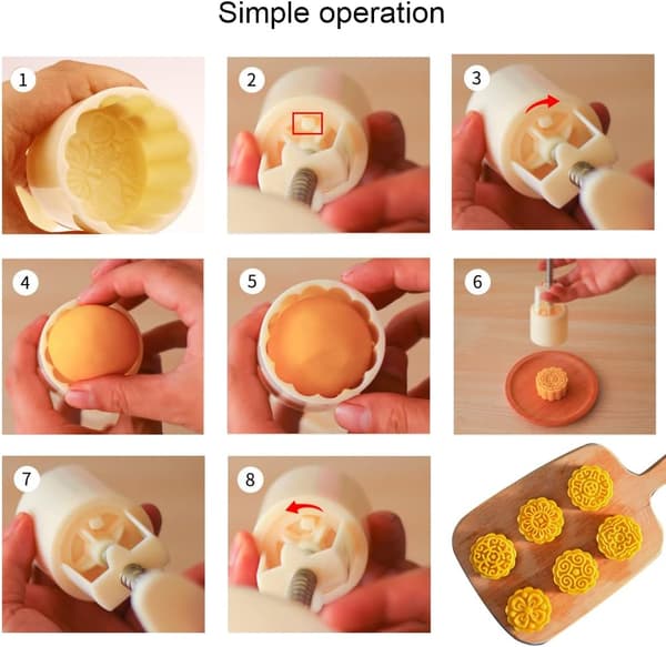 Hvit - Månekakeform med 4 kakestempler Kakestempel Baking