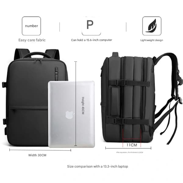 (pow yeah!) 17-inch Cabin Airplane Backpack, Travel Backpack, Commuter Backpack, Suitable for Men or Women, Grey
