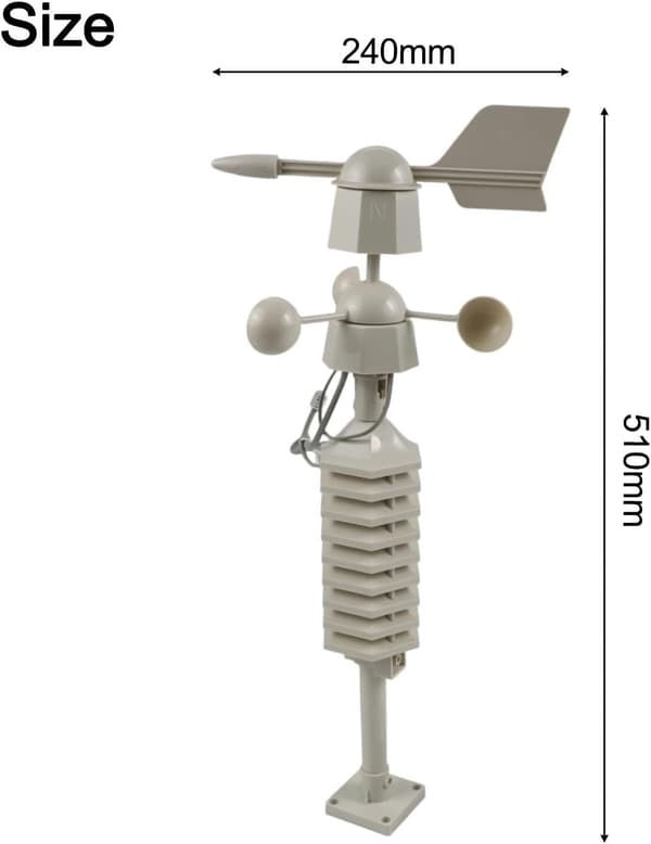 Målestasjon 433MHz Anemometer, Digital Trådløs Vær Liten Værmelder