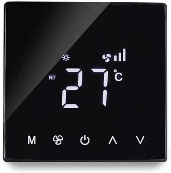 Smart Termostat Klimaanlæg Touchscreen Interface Timer Tre-trins Ventilator PC f LCD Central Controller Dobbeltsidet Isolering Programmerbar ABS Sort