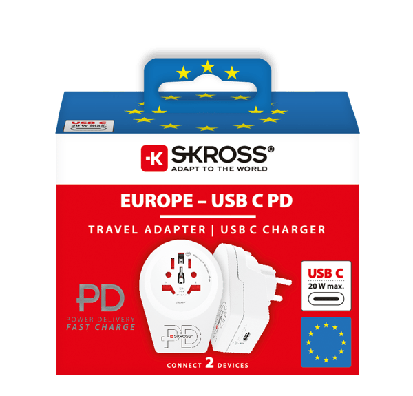 World to Europe USB C20PD Vit