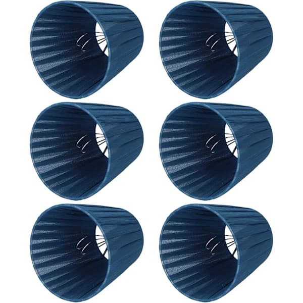 (pow yeah!) 6-pack Small Fabric Lampshades, Bedside Lamp Shade, Chandelier (Dark Blue)