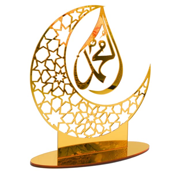 Eid Mubarak Akryl Ornament Ramadan Guld Måne Dekoration for-FF-