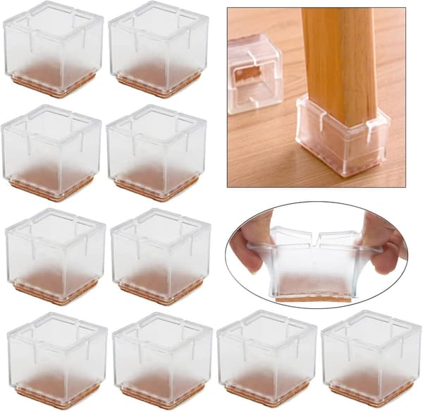 16 stk. møbelpuder, 42-48 mm firkantede silikonepropper