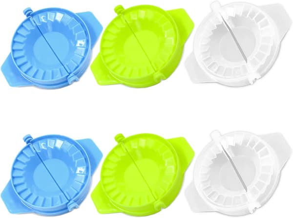 (Blå, Grøn, Klar) Multifunktionelt ravioli-form sæt med 6, håndpresset, vaskbart ravioli dejpresse sæt og foldbare ravioli-forme.