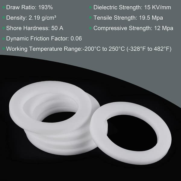 10-pack PTFE platta brickor 30x20x2mm flänspackning, vit