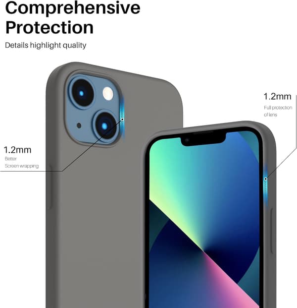 iPhone 13 Case, Liquid Silicone Case for 6.1 inch iPhone 13, Ultra-thin Case, Full Coverage Shockproof Protective Soft Shell Cold Gray Cold Gray