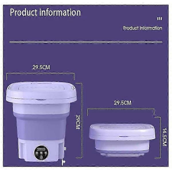 Foldable Portable Washing Machine with Spin Dryer 8L 220V Mini Automatic Washer for Socks Underwear Purple