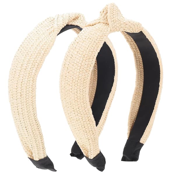 Knutede Raffia Pannebånd 2 stk Sett, 5 cm Lys Beige