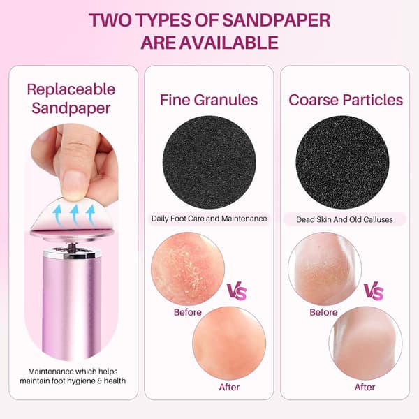 Electric Callus Remover: Adjustable Speed Foot File for Cracked Heels, 60 Sanding Discs