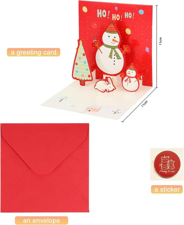 3 stycken julkort, 3D julkort, Pop Up Mini Christma