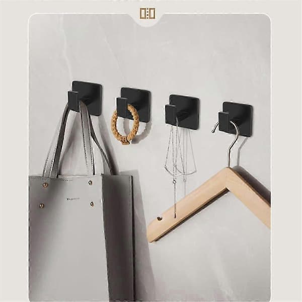 Square Towel Hook - Black Self-Adhesive Wall Hook Modern & Fashionable Bathroom Linked to Kitchen P