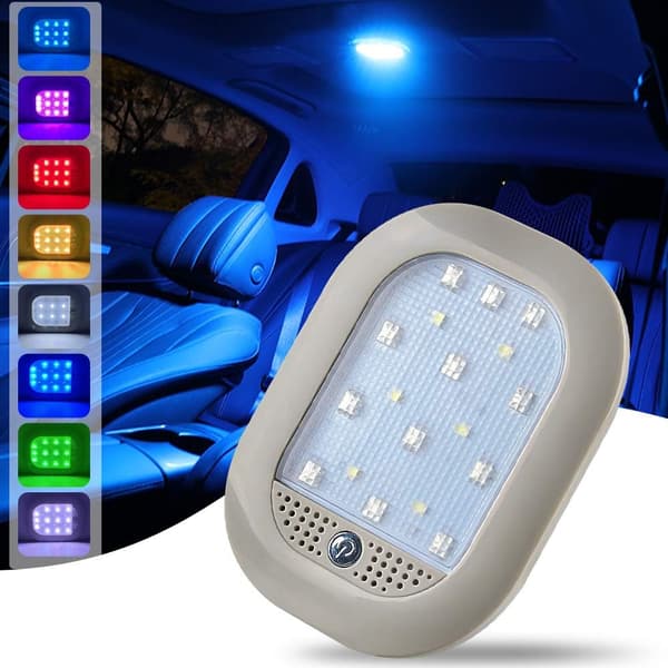 Bil LED Interiør Taklys, USB Oppladbar 8 Farger LE