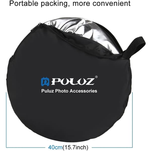 Photo Reflector 110 cm or / Silver / White / Black / Light 5 in 1 Foldable Portable Photo Reflector