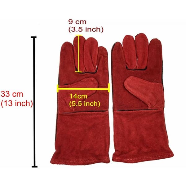 33 cm tunga, kraftiga, värmebeständiga svetsarhandskar med läderfoder