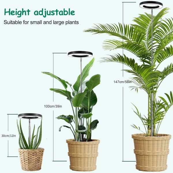 6 tommer LED-plantelys med fuldt spektrum, timer og dæmpbar lysstyrke [JUN]
