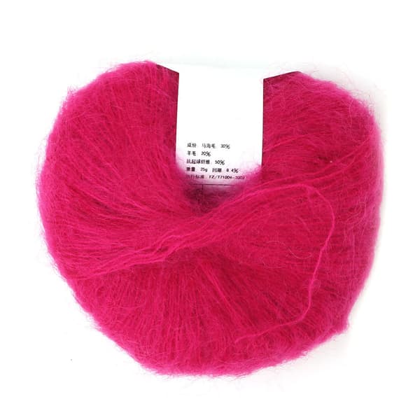 Blød Mohair Pashmina Strikket Angora Lang Uldgarn Rosarød